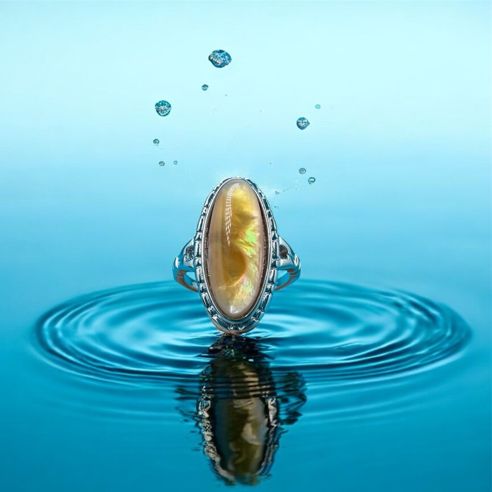 💛Vintage Silver 925 Ring & Yellow Pearl Stone 💛